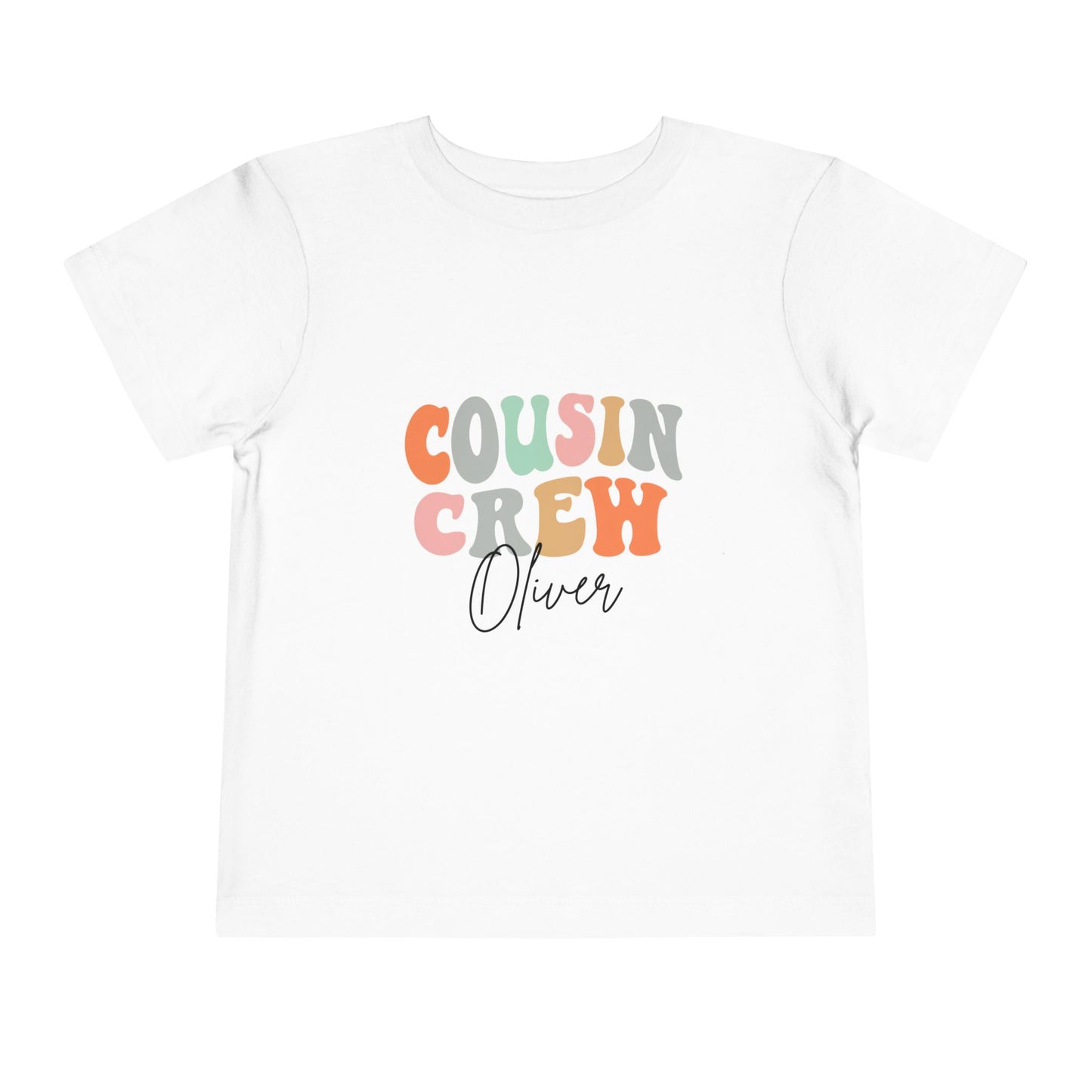 Toddler 'Cousin Crew' Personalized Tee — Cute Retro Color Block Kids Shirt (Name Customizable)
