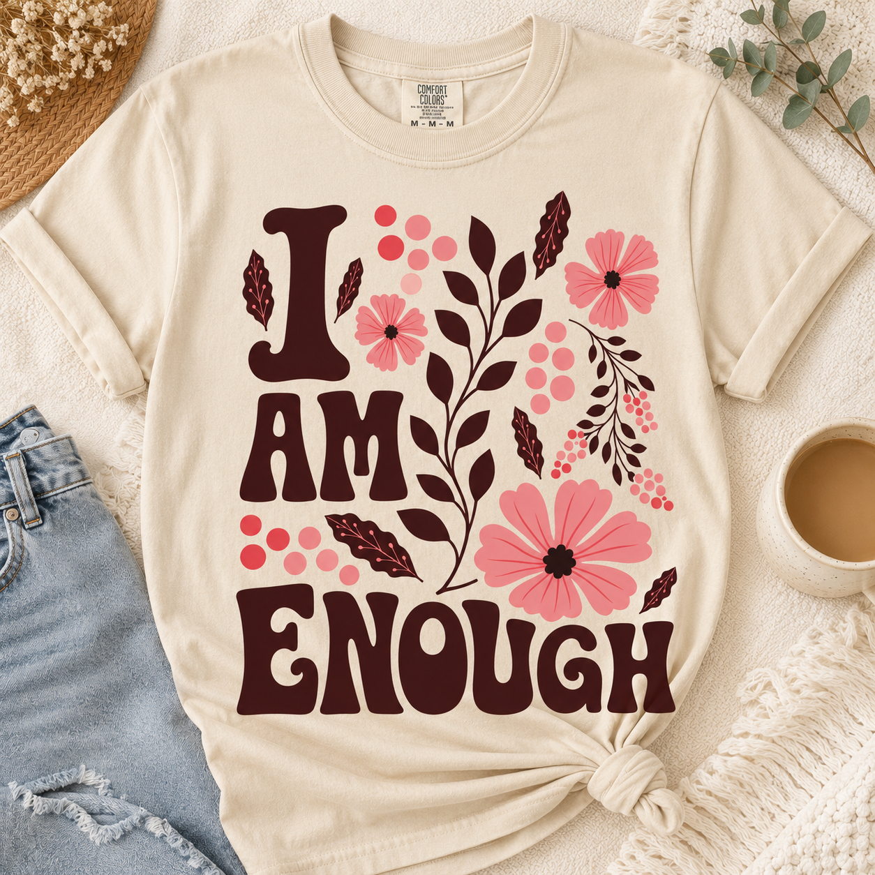 I Am Enough Floral Tee