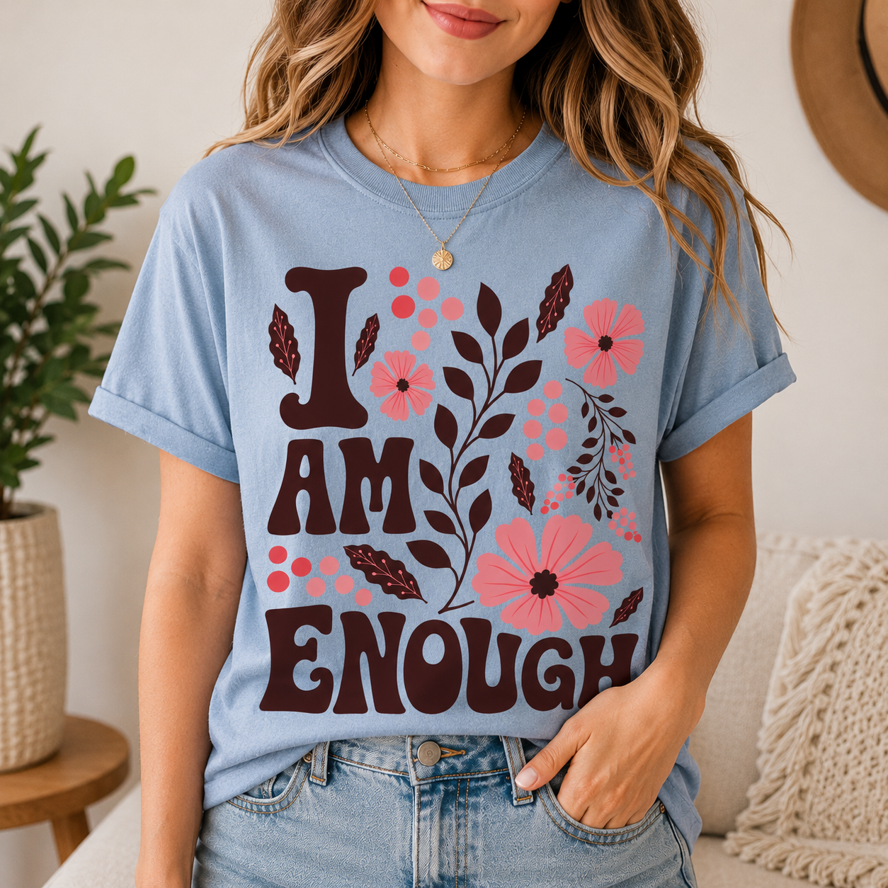 I Am Enough Floral Tee