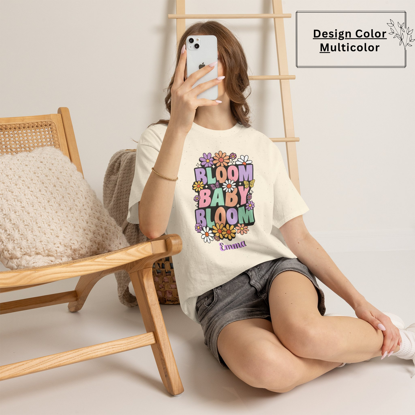 🌸 Bloom Baby Bloom Personalized T-Shirt | Custom Name & Color Floral Tee