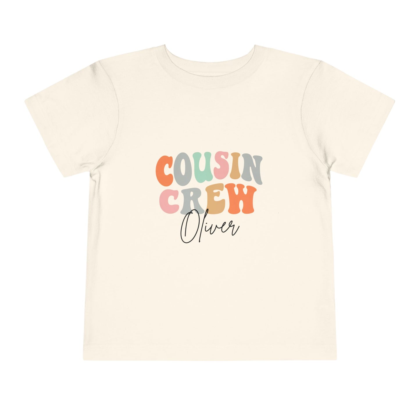 Toddler 'Cousin Crew' Personalized Tee — Cute Retro Color Block Kids Shirt (Name Customizable)
