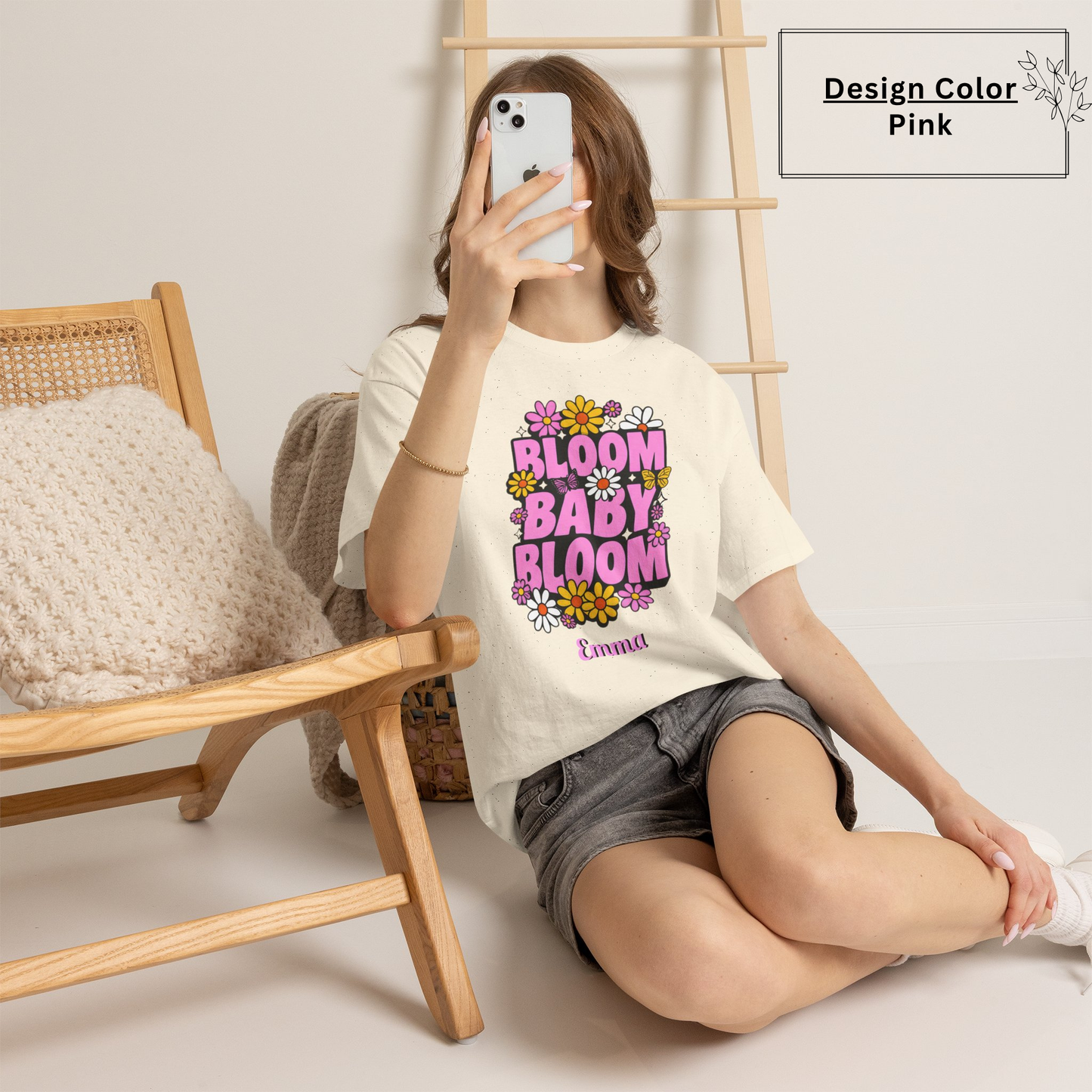 🌸 Bloom Baby Bloom Personalized T-Shirt | Custom Name & Color Floral Tee