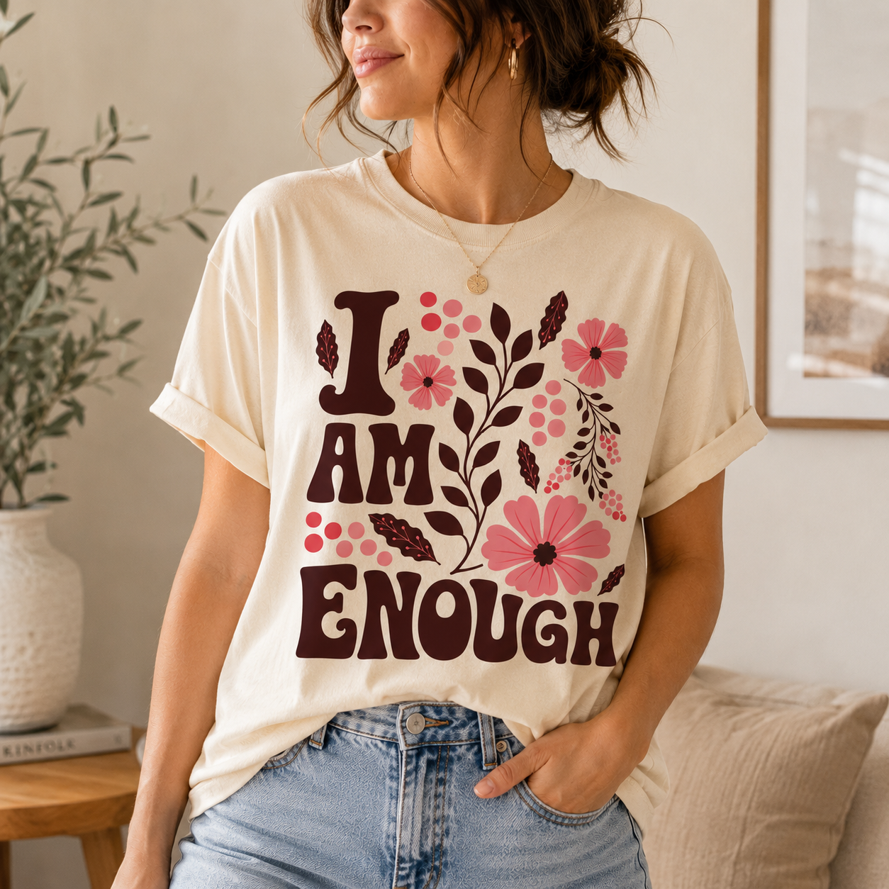 I Am Enough Floral Tee