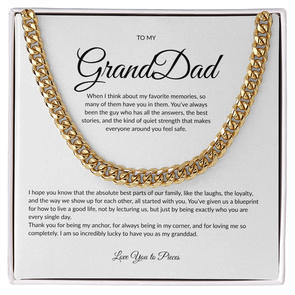 Gift for Granddad | Cuban Link Chain Necklace | Father's Day Gift