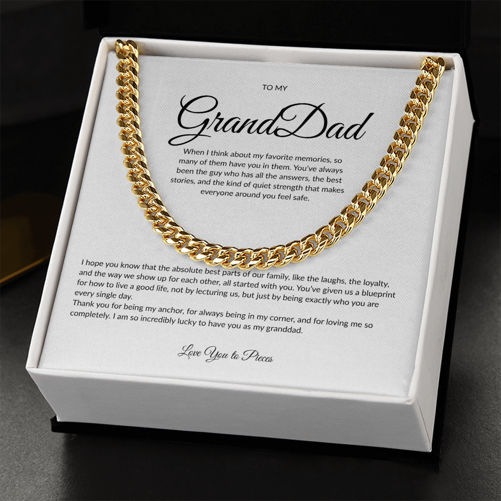 Gift for Granddad | Cuban Link Chain Necklace | Father's Day Gift