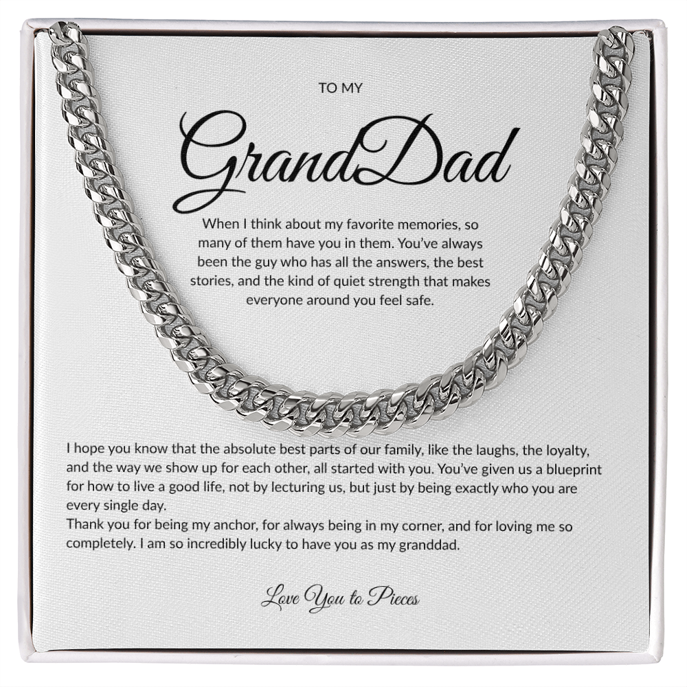Gift for Granddad | Cuban Link Chain Necklace | Father's Day Gift