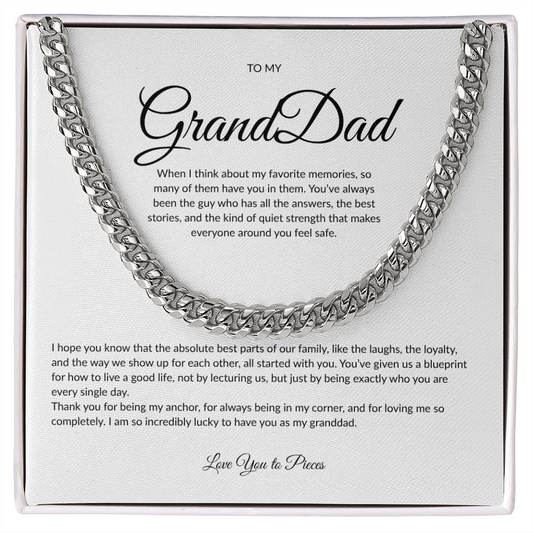 Gift for Granddad | Cuban Link Chain Necklace | Father's Day Gift