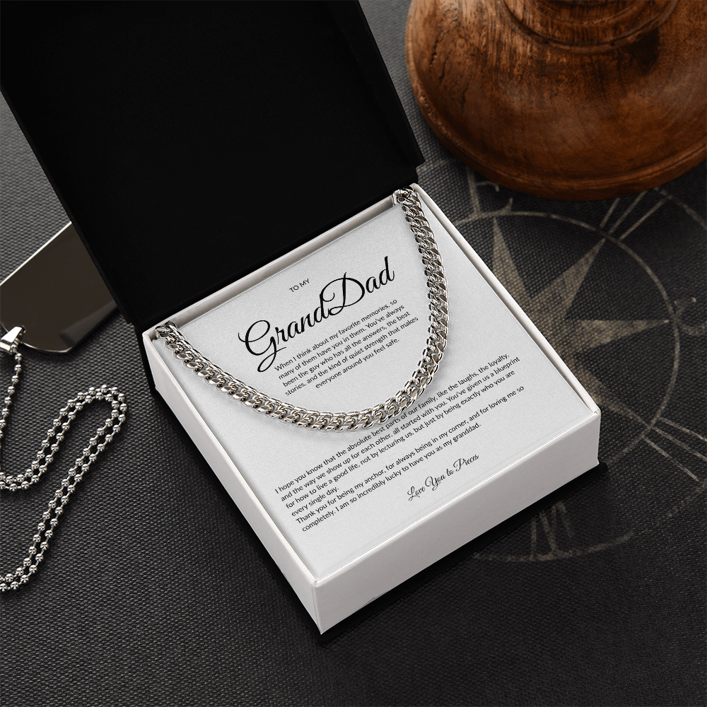 Gift for Granddad | Cuban Link Chain Necklace | Father's Day Gift