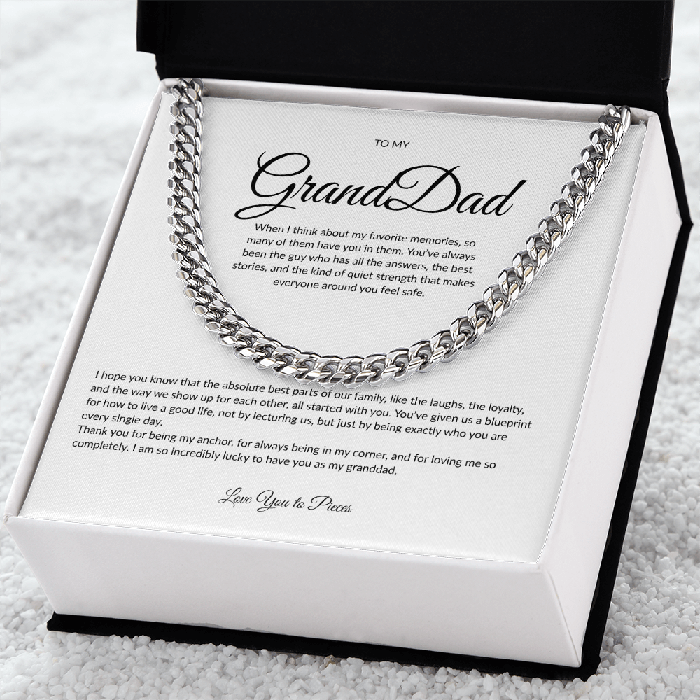 Gift for Granddad | Cuban Link Chain Necklace | Father's Day Gift