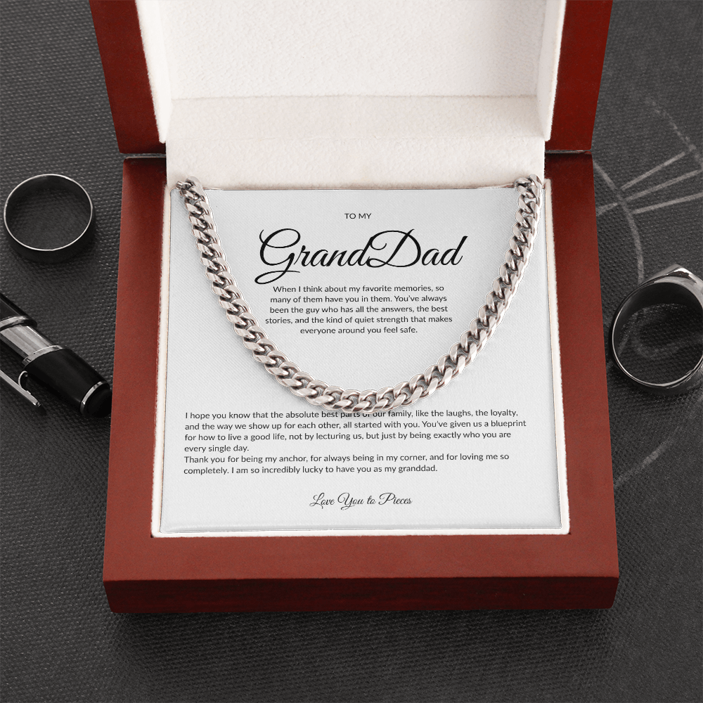 Gift for Granddad | Cuban Link Chain Necklace | Father's Day Gift